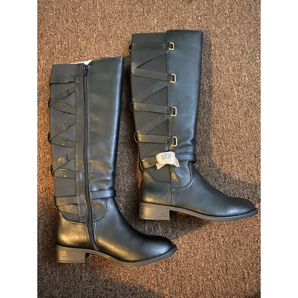 Thalia Sodi Black Faux Leather Boots